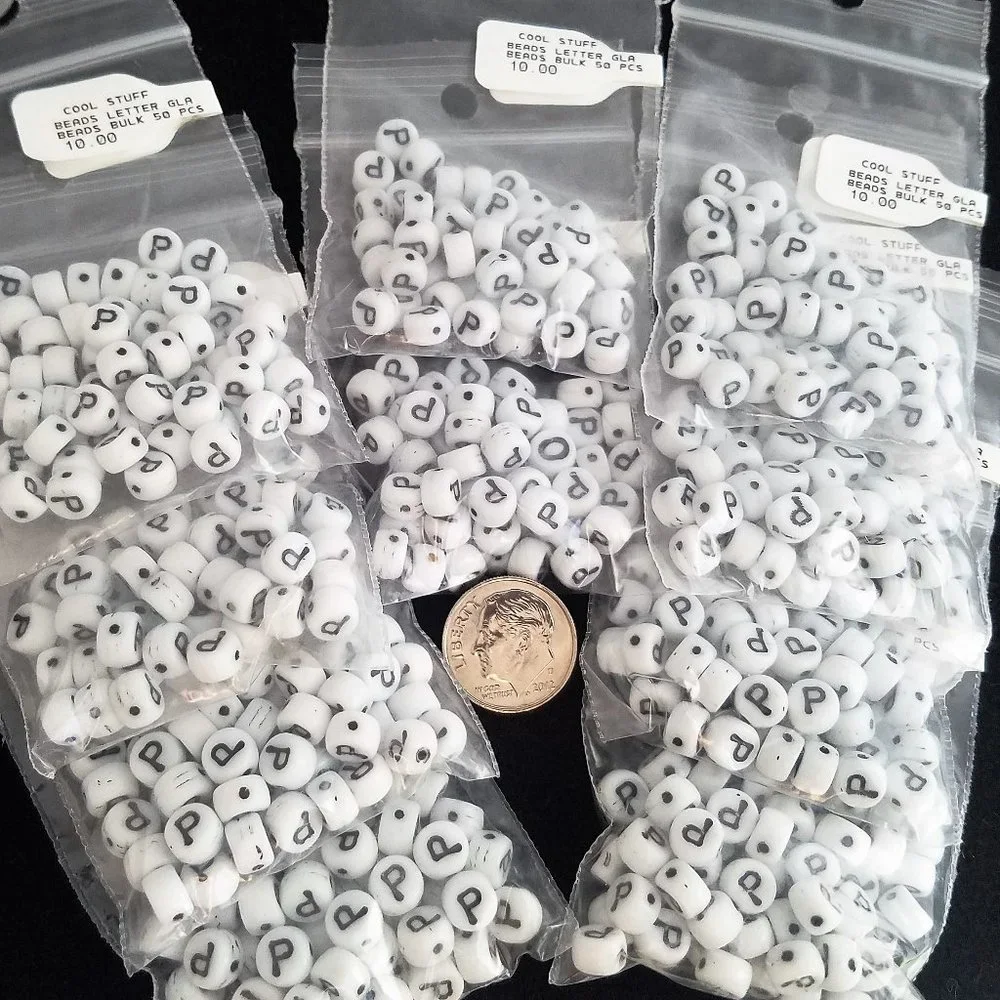 **YOU CHOOSE** 50 ALPHABET letter BEADS glass 5 mm NEW vintage